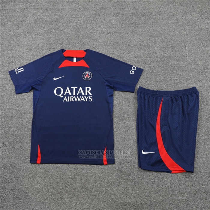 Fato de Treino Paris Saint-Germain Manga Curta 2022-2023 Azul Oscuro - Calcas Curta